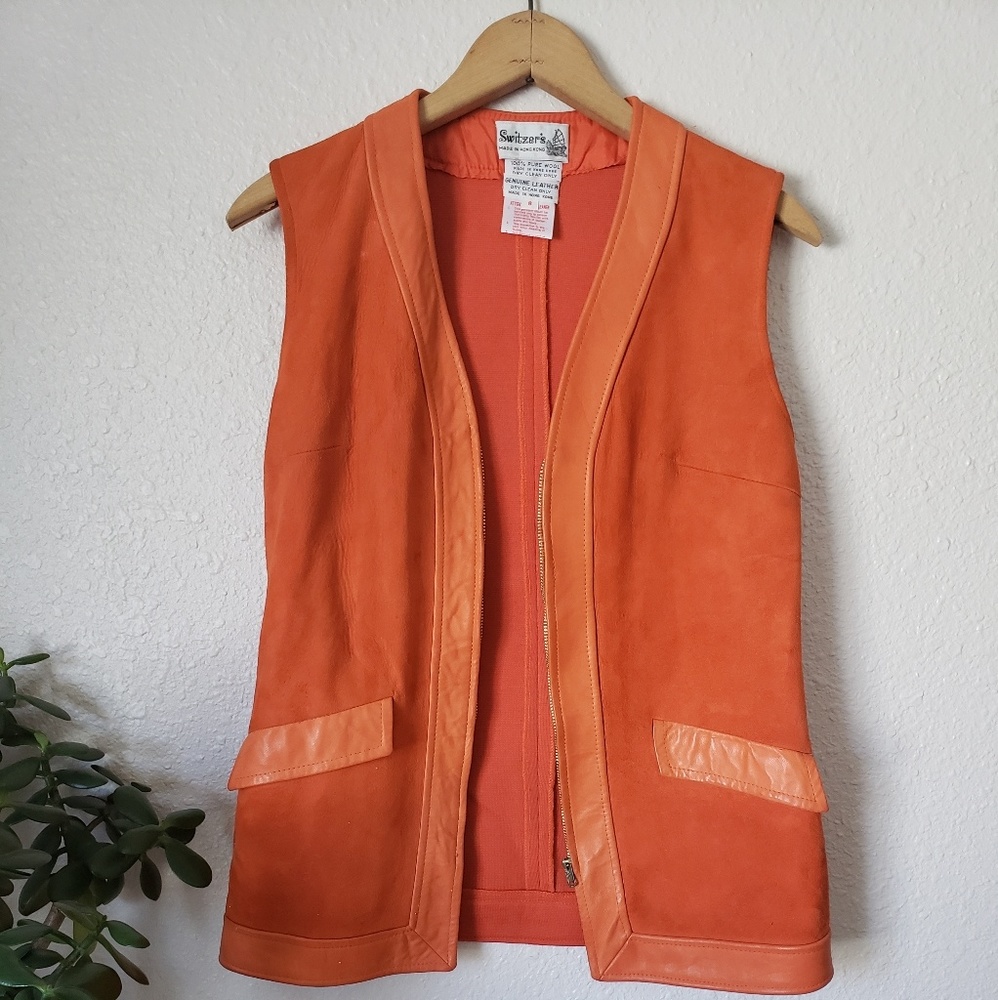 Vintage Switzers Wool and Leather Vest